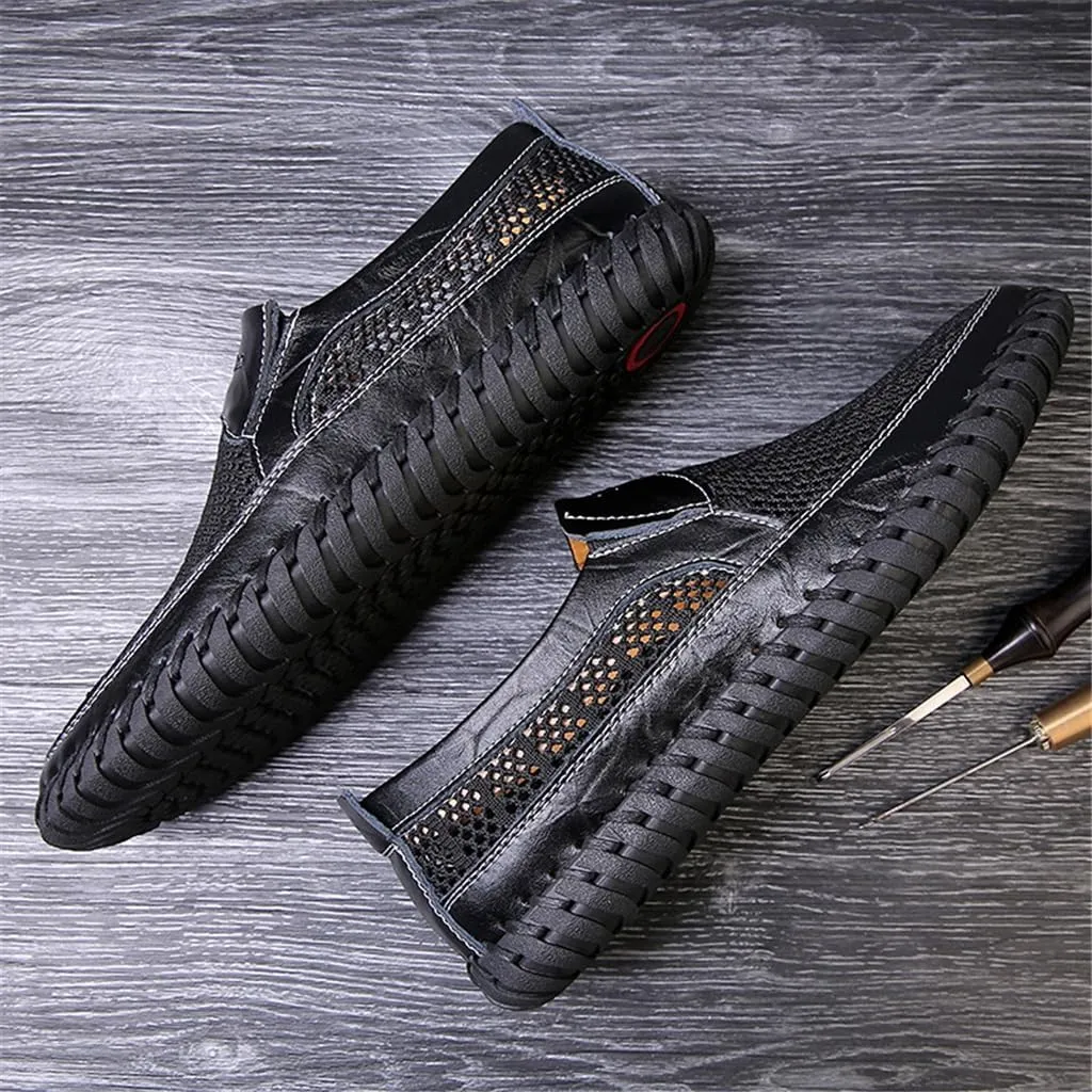 FMURY Outdoor Men Leather Shoes Loafers Mesh Men Sneakers Male Loafers Moccasins