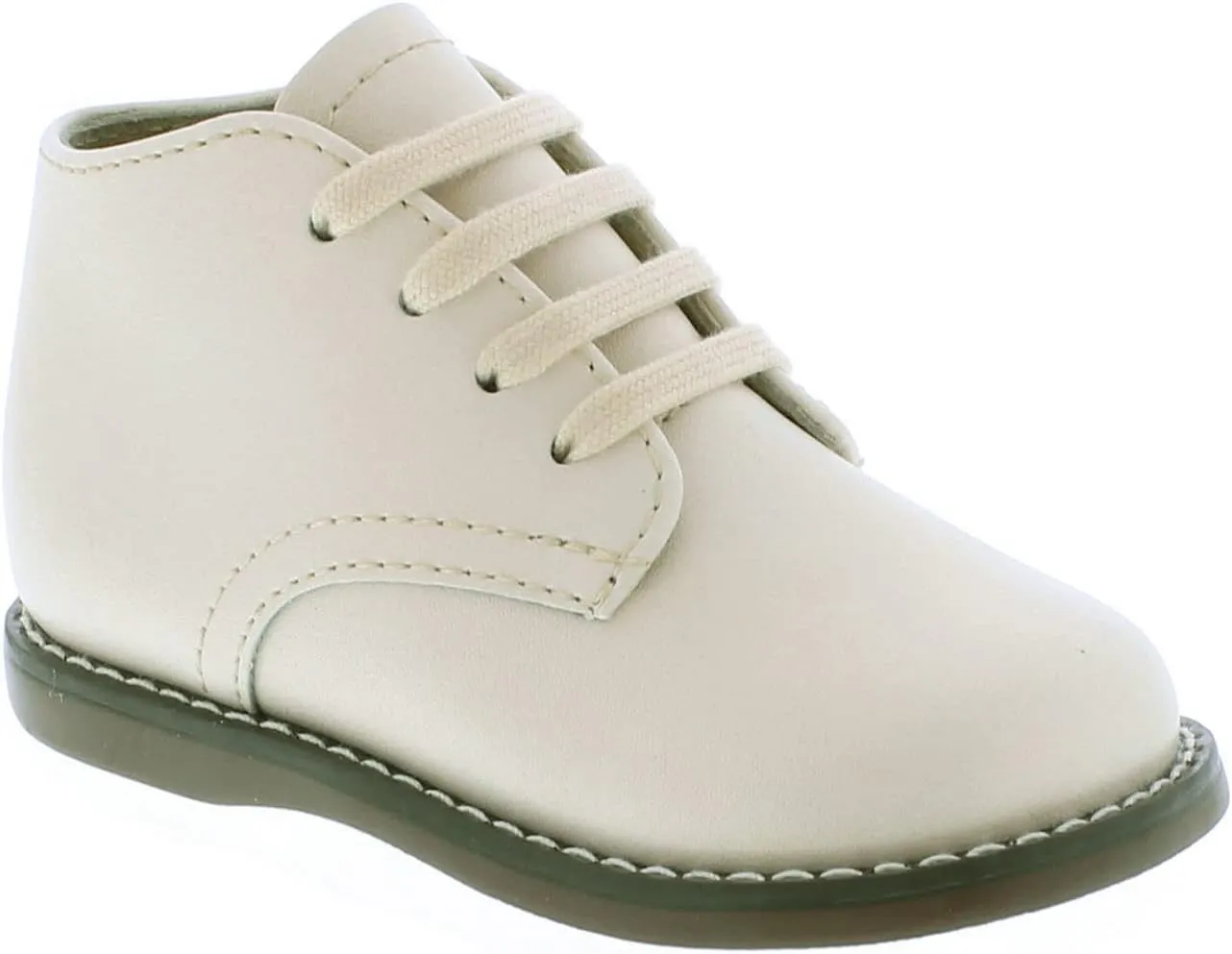 FOOTMATES Todd Lace-Up Bootie Leather Toddler and Baby Walking Shoes with Wide Toe Box and Custom-Fit Insoles, Non-Marking Outsoles - For Infants and Toddlers, Ages 0-4