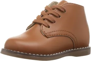 FOOTMATES Todd Lace-Up Bootie Leather Toddler and Baby Walking Shoes with Wide Toe Box and Custom-Fit Insoles, Non-Marking Outsoles - For Infants and Toddlers, Ages 0-4