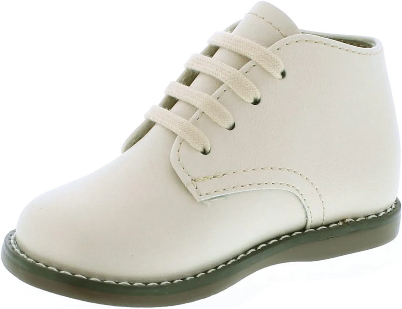FOOTMATES Todd Lace-Up Bootie Leather Toddler and Baby Walking Shoes with Wide Toe Box and Custom-Fit Insoles, Non-Marking Outsoles - For Infants and Toddlers, Ages 0-4