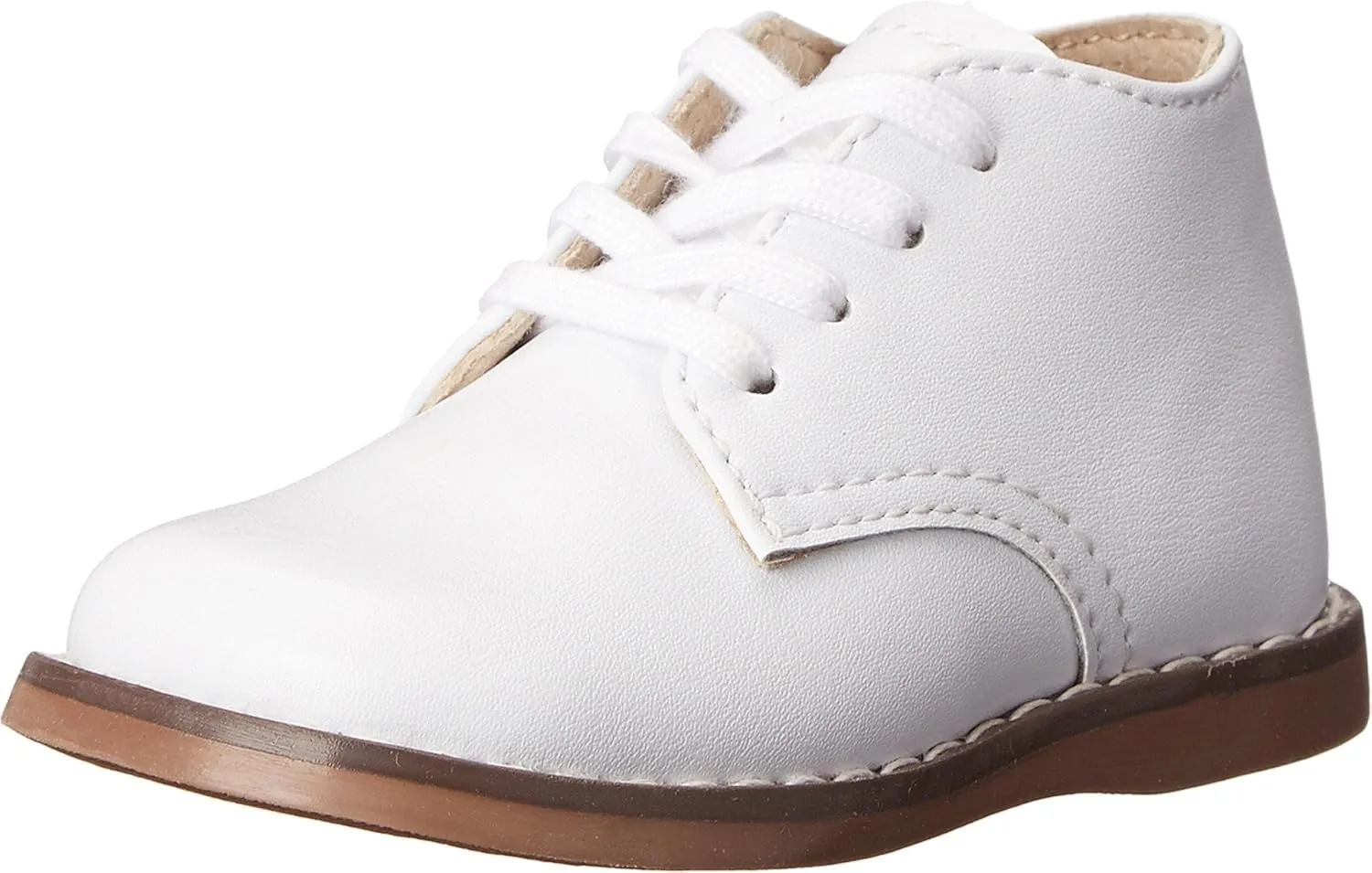 FOOTMATES Todd Lace-Up Bootie Leather Toddler and Baby Walking Shoes with Wide Toe Box and Custom-Fit Insoles, Non-Marking Outsoles - For Infants and Toddlers, Ages 0-4