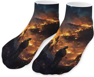 Forest Firefighters Landscape Low Cut Ankle Socks Casual Liner Sock Pack Non Slip Invisible For Men Women