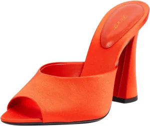 FOWT Women Pointed Peep Toe Mules Block High Heel Slippers Slip on Dressy Party Dance Shoes Size 4-16 US