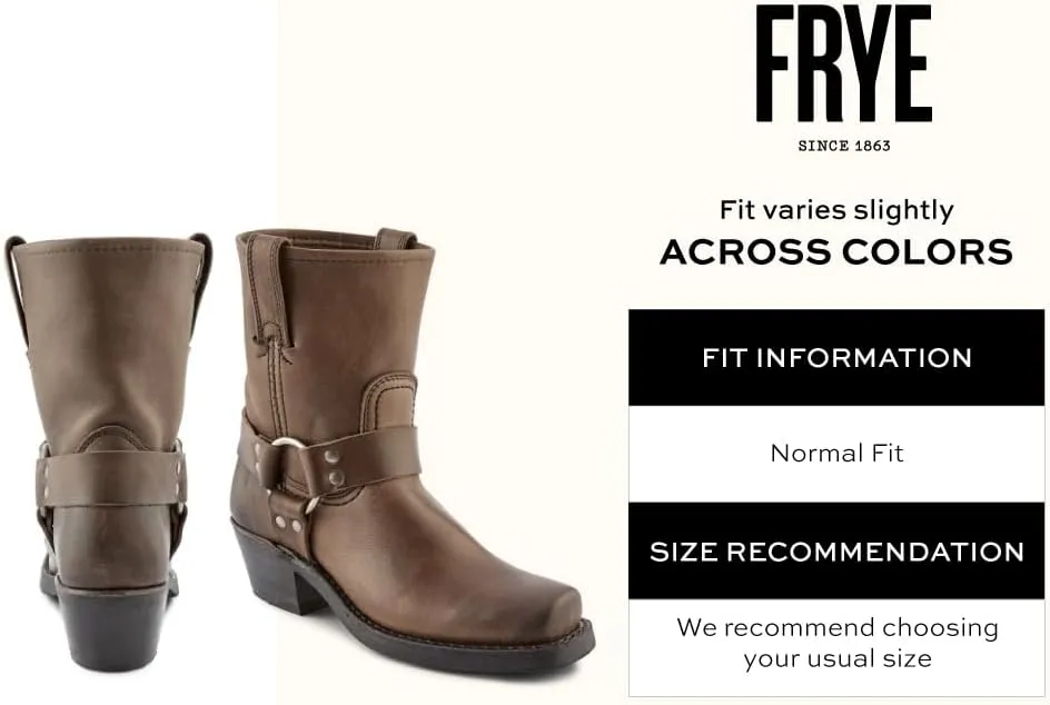 Frye Harness 8R Boots for Women Crafted from Washed and Oiled Italian Leather with Stacked Leather Heel and Rubber Outsole with Welt Construction