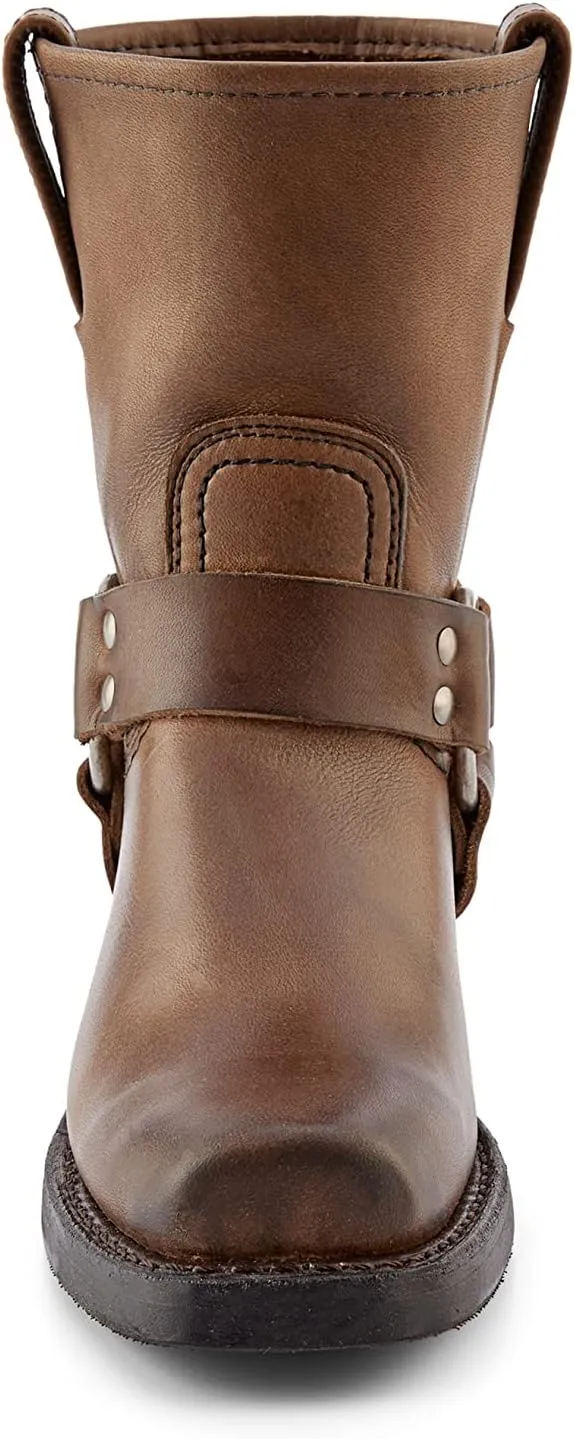 Frye Harness 8R Boots for Women Crafted from Washed and Oiled Italian Leather with Stacked Leather Heel and Rubber Outsole with Welt Construction