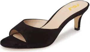 FSJ Women Comfort Low Kitten Heel Sandals Mules Peep Toe Slide Slip On Summer Slide Dress Pump Shoes 4-15 M US