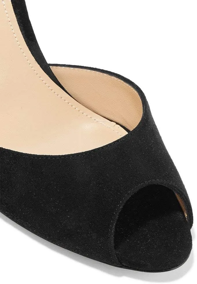 FSJ Women Comfort Low Kitten Heel Sandals Mules Peep Toe Slide Slip On Summer Slide Dress Pump Shoes 4-15 M US
