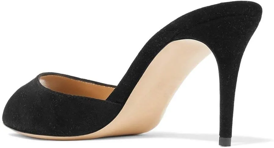 FSJ Women Comfort Low Kitten Heel Sandals Mules Peep Toe Slide Slip On Summer Slide Dress Pump Shoes 4-15 M US