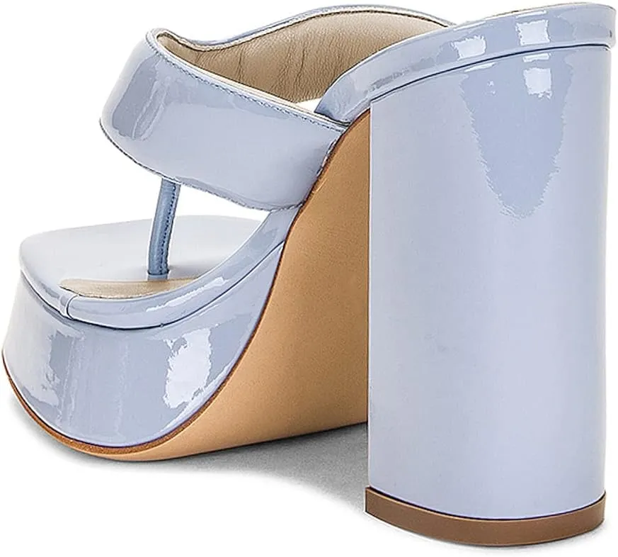 FSJ Women Fashion Thong Open Toe Platform Sandals Chunky High Heel Slip On Ladies Summer Vacation Casual Mules Size 4-15 US