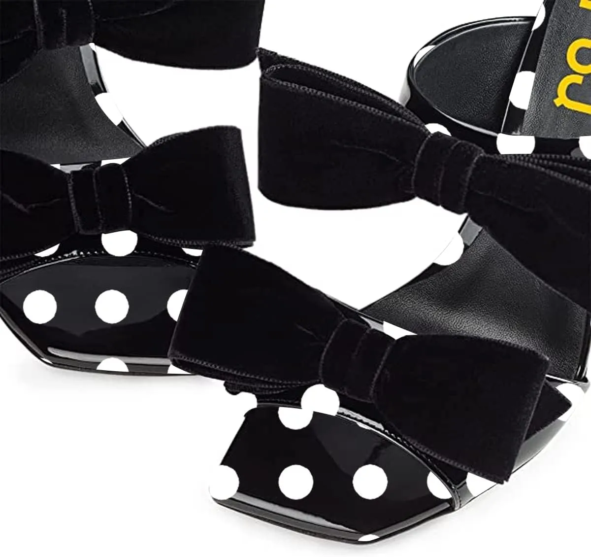 FSJ Women Sexy Two Bows Open Toe Mules Stiletto High Heel Slip On Party Evening Prom Dress Slides Sandals Shoes Size 4-15 US