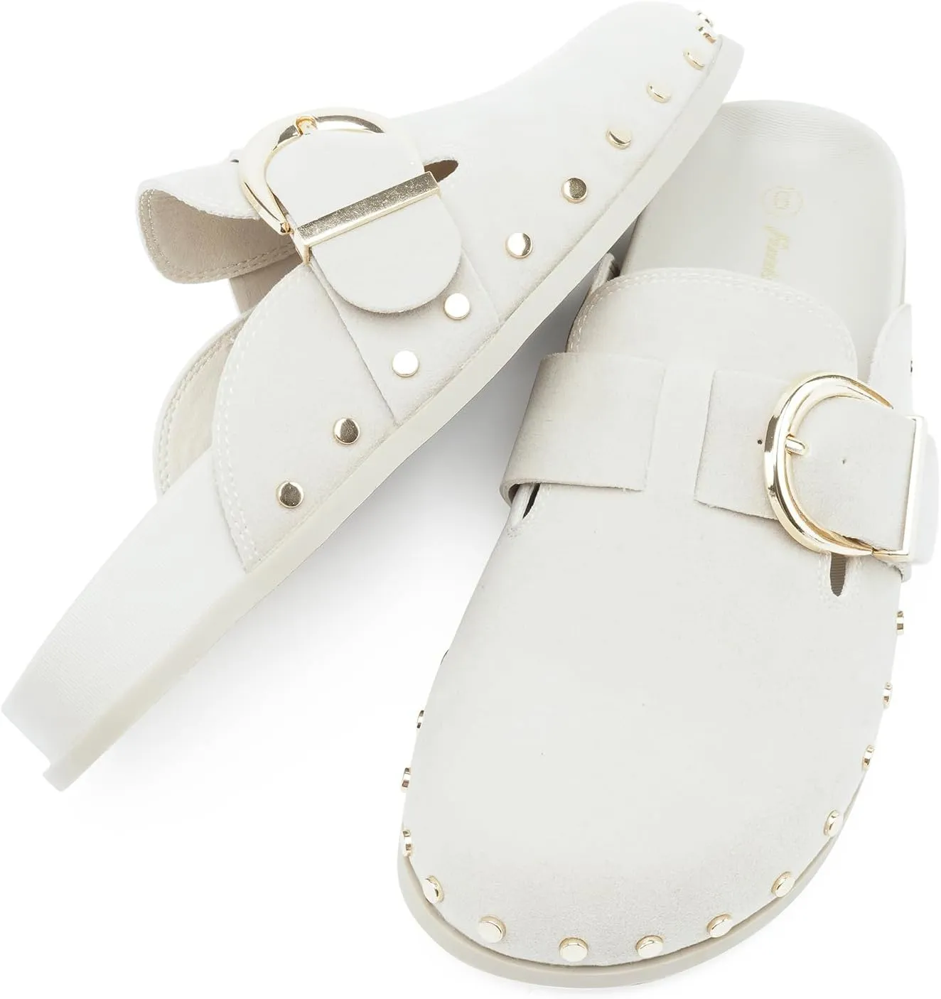 FUNKYMONKEY Women‘s Suede Rivet Mules Slip On Comfort Potato Shoes Suitable for Indoor and Outdoor