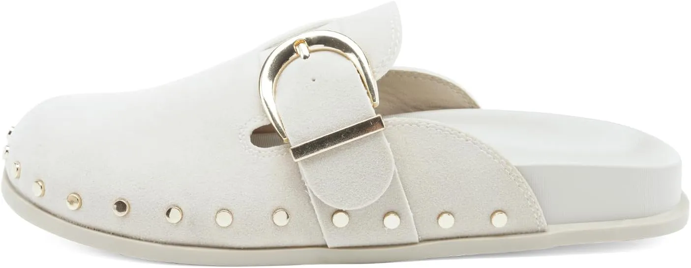 FUNKYMONKEY Women‘s Suede Rivet Mules Slip On Comfort Potato Shoes Suitable for Indoor and Outdoor
