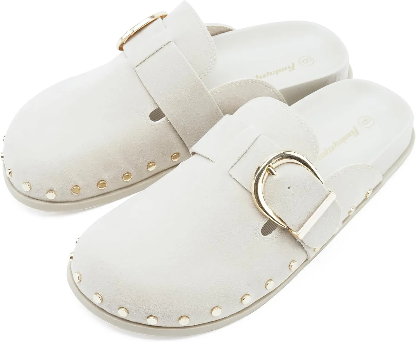 FUNKYMONKEY Women‘s Suede Rivet Mules Slip On Comfort Potato Shoes Suitable for Indoor and Outdoor