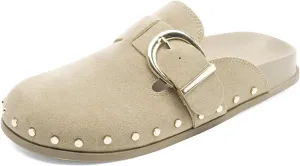 FUNKYMONKEY Women‘s Suede Rivet Mules Slip On Comfort Potato Shoes Suitable for Indoor and Outdoor