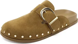 FUNKYMONKEY Women‘s Suede Rivet Mules Slip On Comfort Potato Shoes Suitable for Indoor and Outdoor