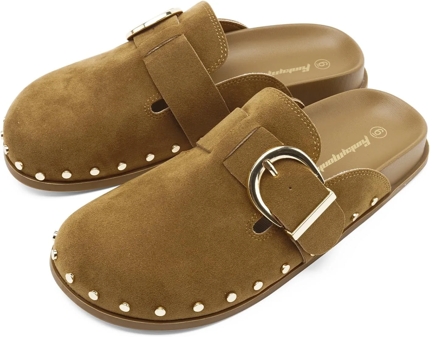 FUNKYMONKEY Women‘s Suede Rivet Mules Slip On Comfort Potato Shoes Suitable for Indoor and Outdoor
