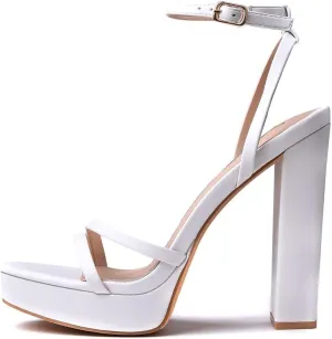 GENSHUO Women's Platform Chunky High Heels Square Toe Ankle Strap Heel Sandals Strappy Wedding Party Dress shoes