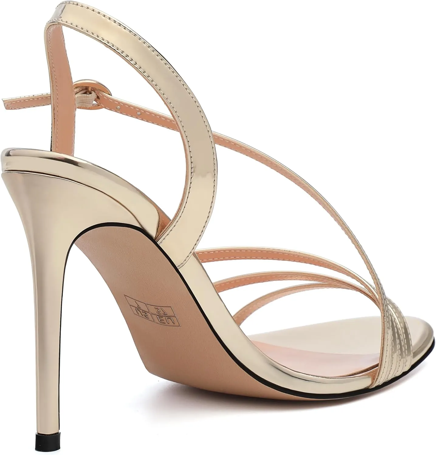 Gold Strappy Heels for Women, Sex Women's High Heels Open Toe Stilettos Strappy Ankle Strap Sandals Comfort Dress Party Shoes
