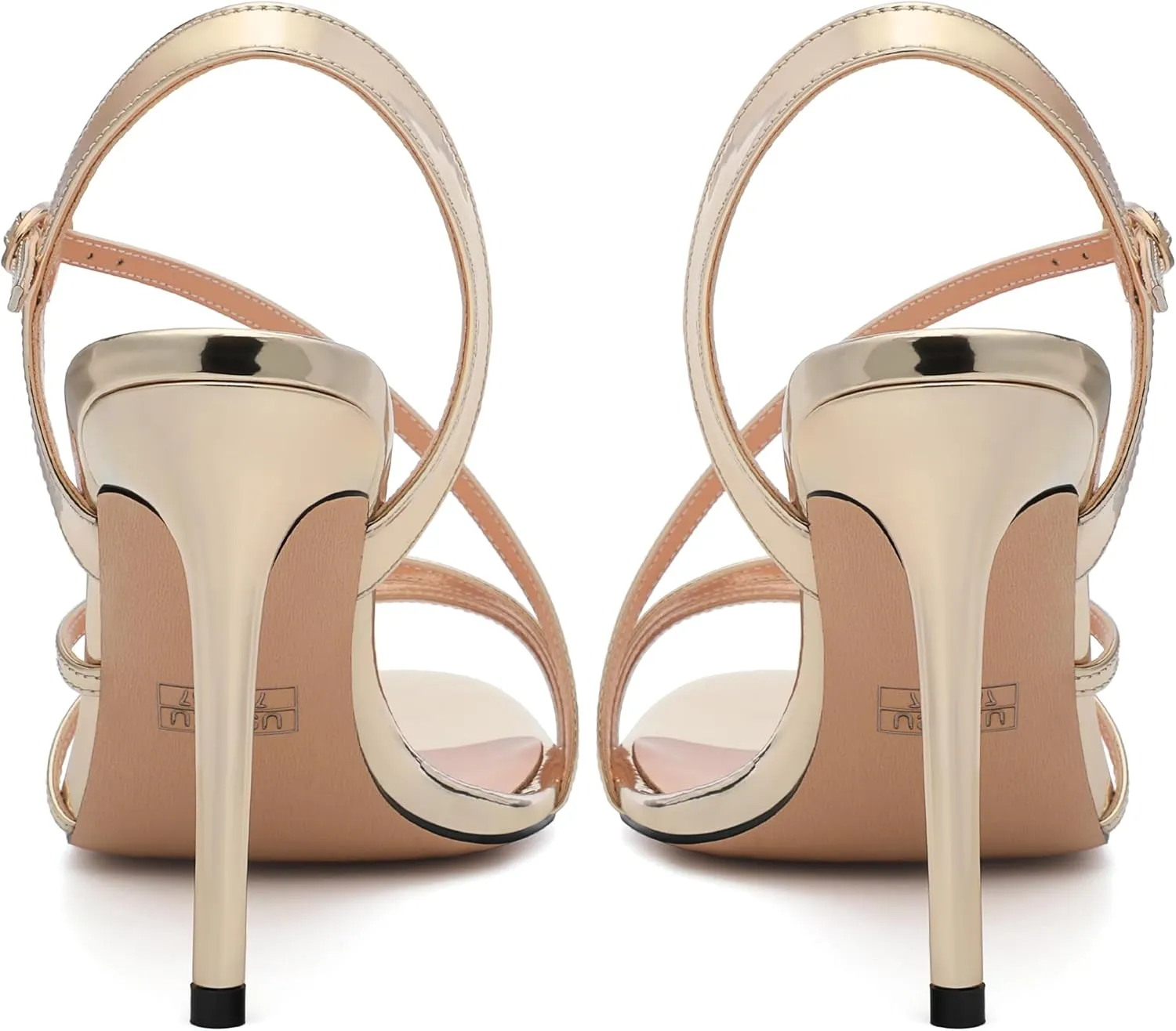 Gold Strappy Heels for Women, Sex Women's High Heels Open Toe Stilettos Strappy Ankle Strap Sandals Comfort Dress Party Shoes
