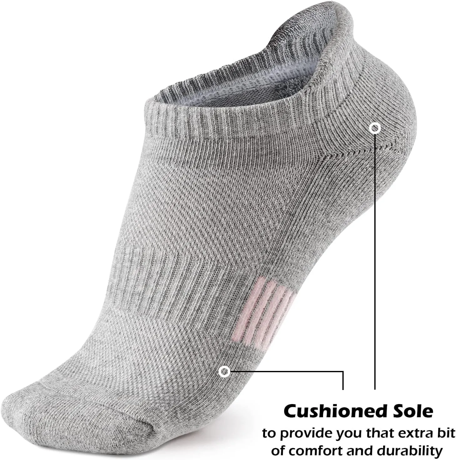 Gonii Ankle Socks Womens Running Athletic No Show Socks Cushioned 5-Pairs