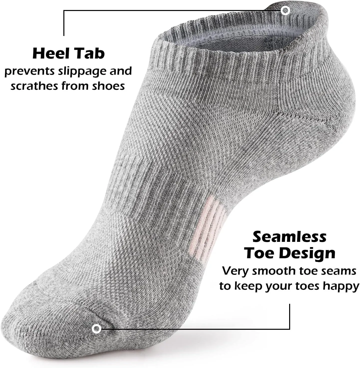 Gonii Ankle Socks Womens Running Athletic No Show Socks Cushioned 5-Pairs