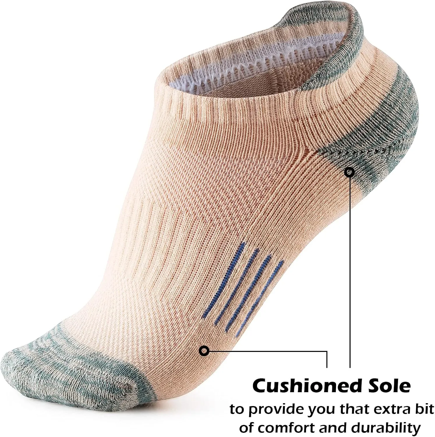 Gonii Ankle Socks Womens Running Athletic No Show Socks Cushioned 5-Pairs