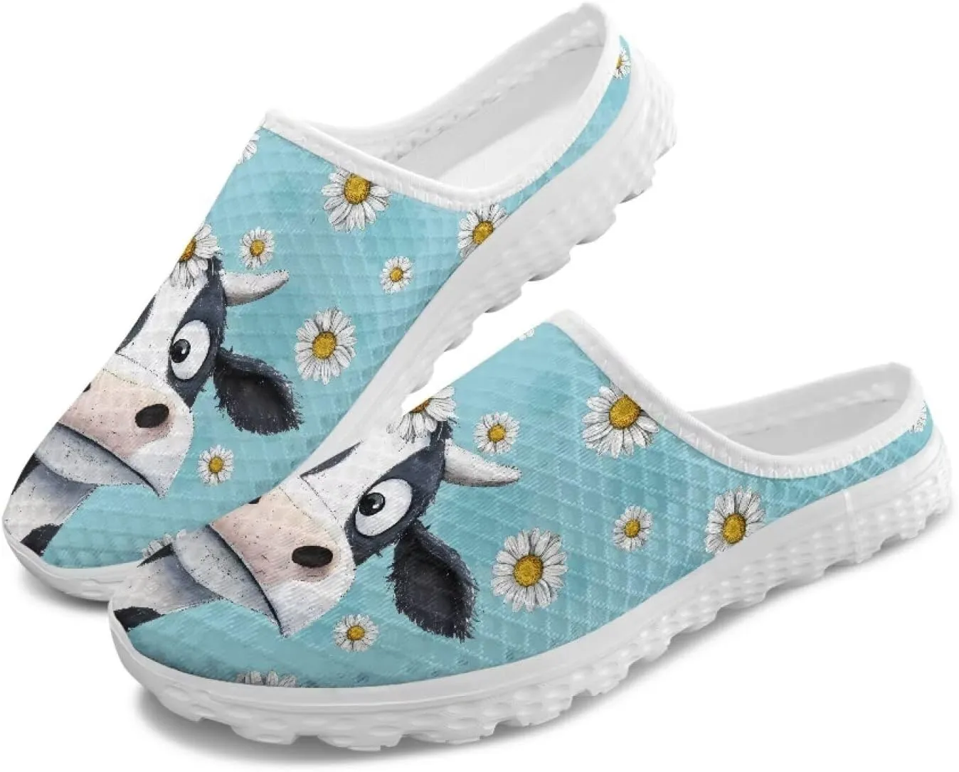 GOSTONG Mules for Women Slip-On Lightweight Open Back Casual Slippers Mesh Breathable Non Slip Walking Shoes for Home Work Size 6-13.5