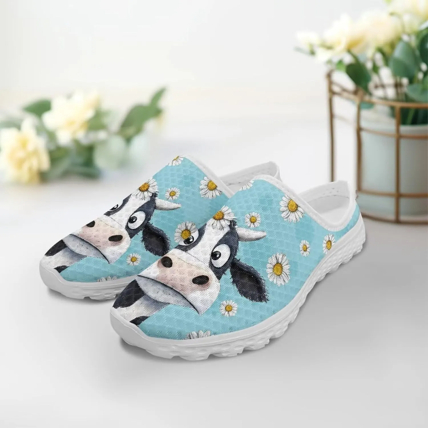 GOSTONG Mules for Women Slip-On Lightweight Open Back Casual Slippers Mesh Breathable Non Slip Walking Shoes for Home Work Size 6-13.5
