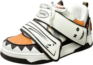 Graffiti Happy Face Hook & Loop Sneakers Women Skate Shoes Y2K Aesthetic Height Increase Casual Outfit Walking Shoes