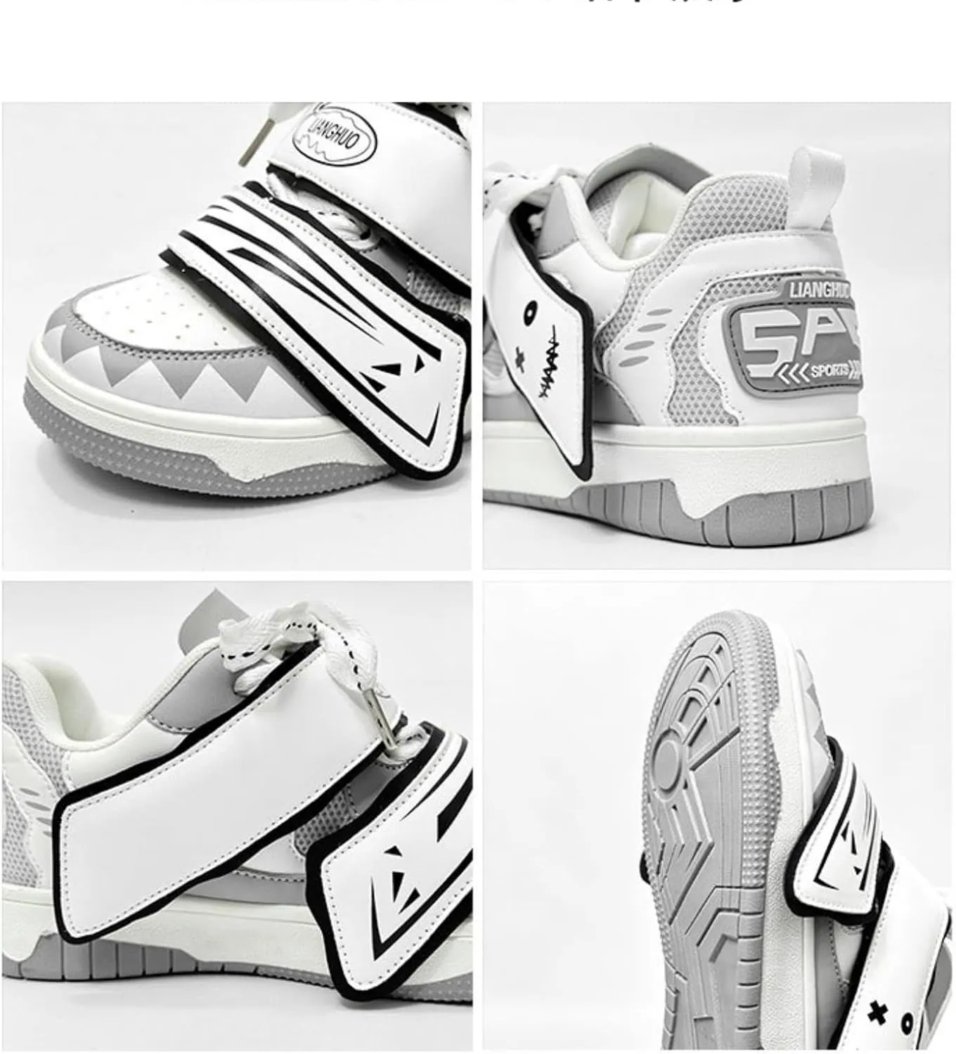 Graffiti Happy Face Hook & Loop Sneakers Women Skate Shoes Y2K Aesthetic Height Increase Casual Outfit Walking Shoes