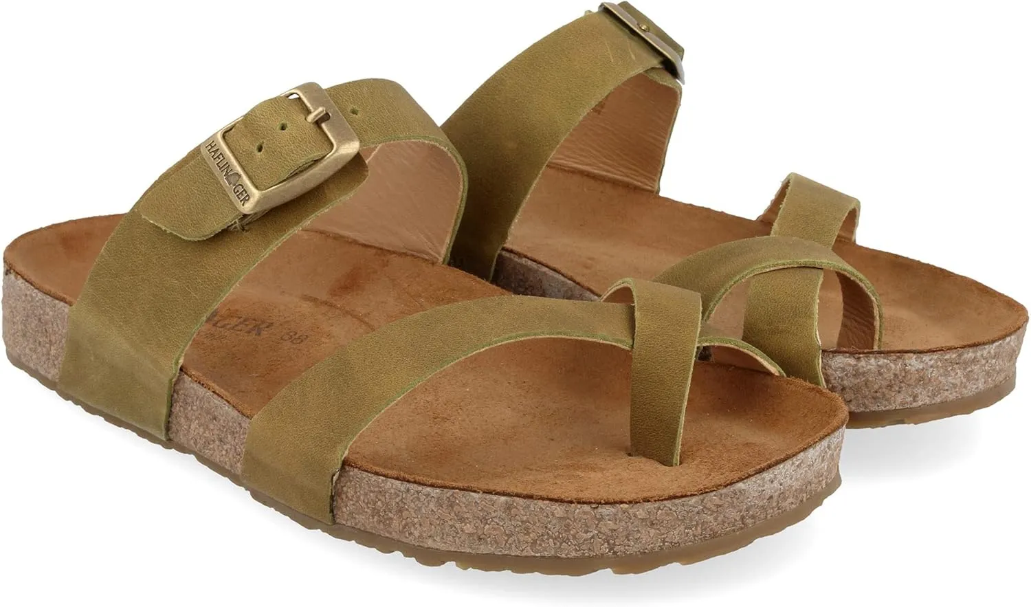 HAFLINGER Bio Juno Leather Mules Sandal Cork Footbed Unisex