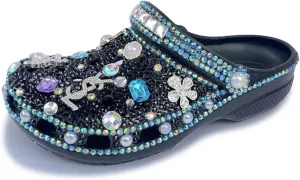 Hanfike Womens Casual Fashion Slide Mules with Rhinestone Closed Toe Comfort Flats