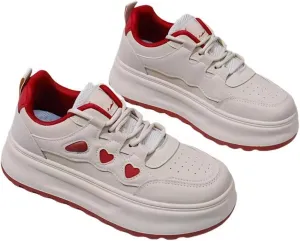 Heart Sneakers for Women & Girls Cute Platform 4cm Walking Shoes for Travel & Gift Giving
