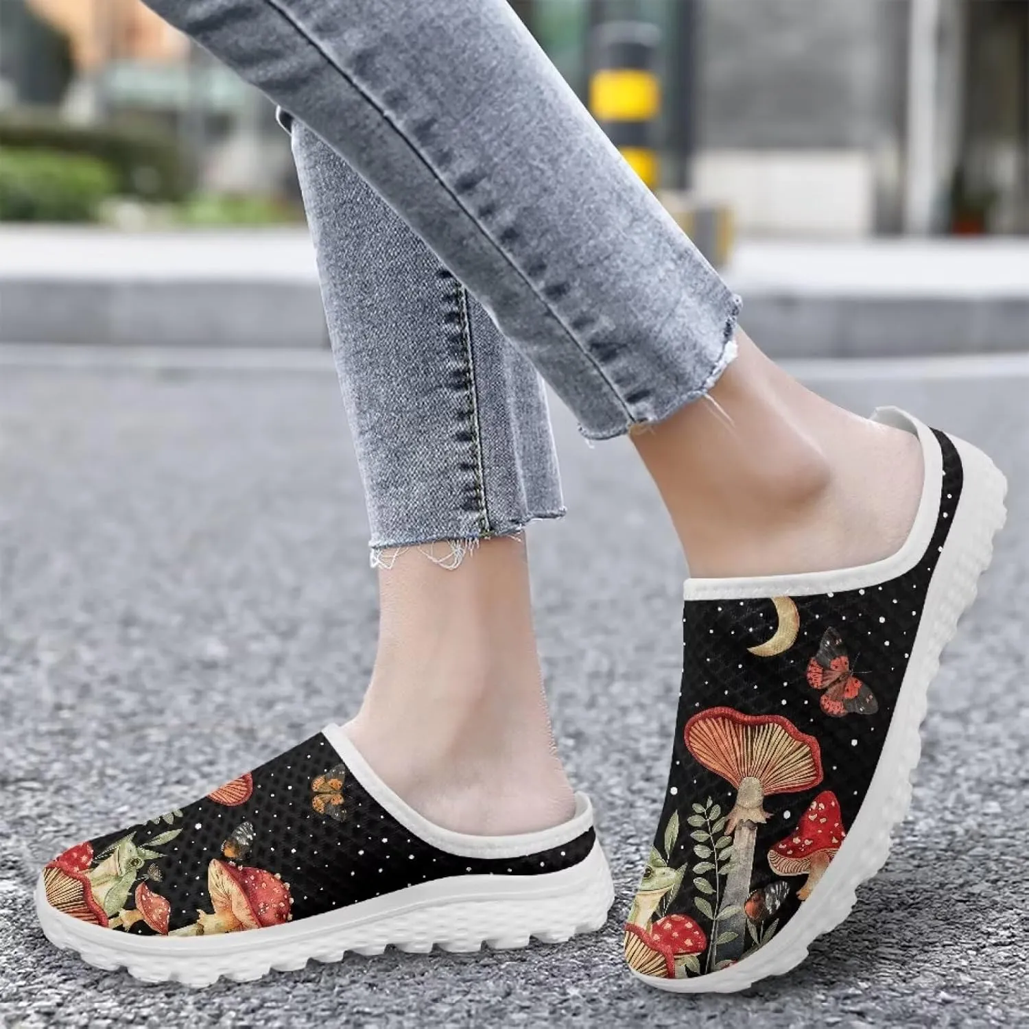 Howilath Women's Slip On Mules Shoes Closed Toe Sandals Backless Low Wedge Slides Clogs Breathable Walking Shoes US Size 6-13.5