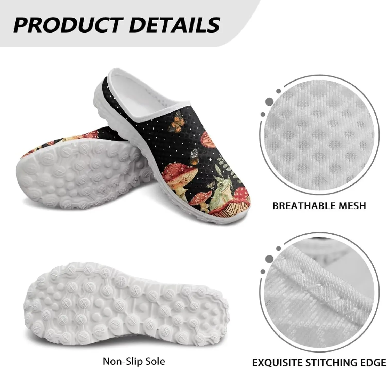 Howilath Women's Slip On Mules Shoes Closed Toe Sandals Backless Low Wedge Slides Clogs Breathable Walking Shoes US Size 6-13.5