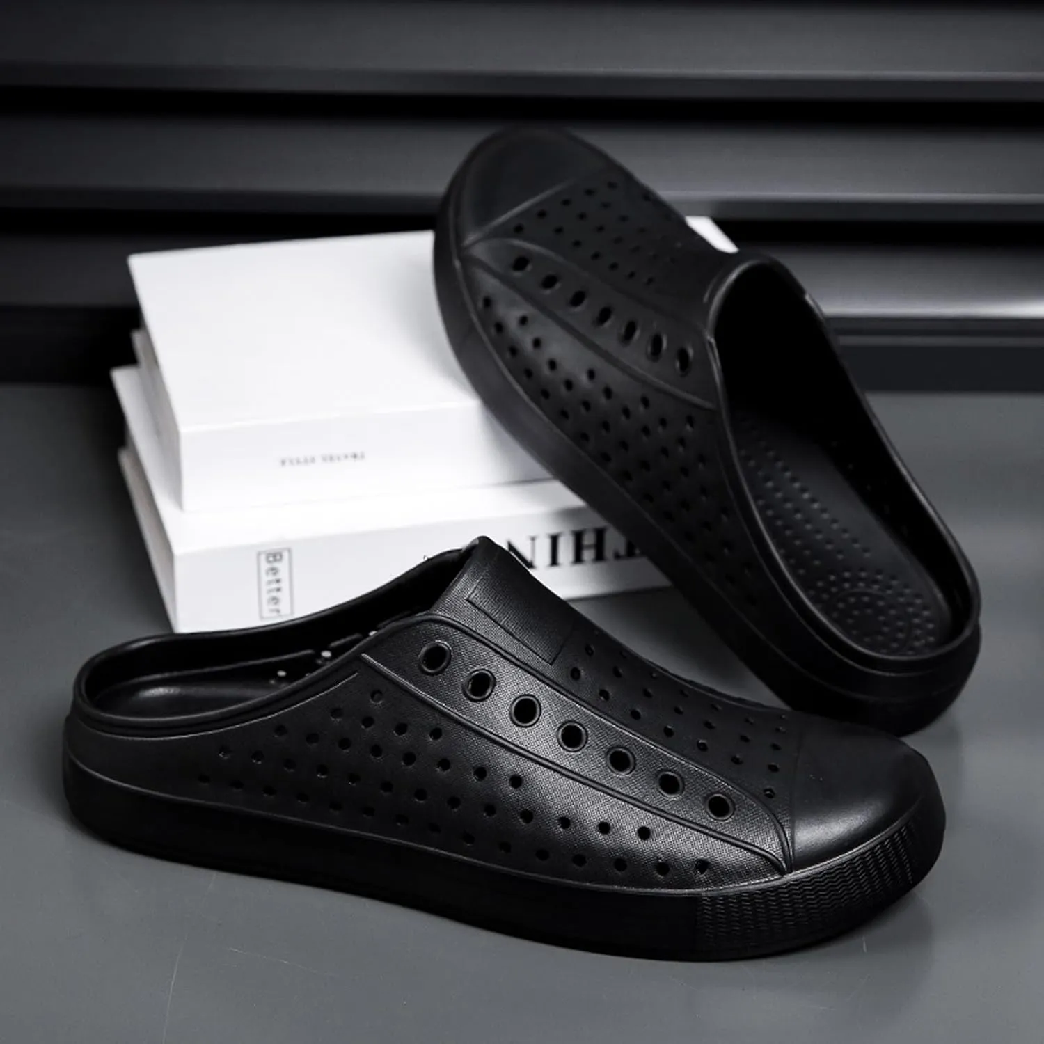 ihinzry Garden Clogs Mens Womens Backless Slip On Shoes Open Back Outdoor Slippers