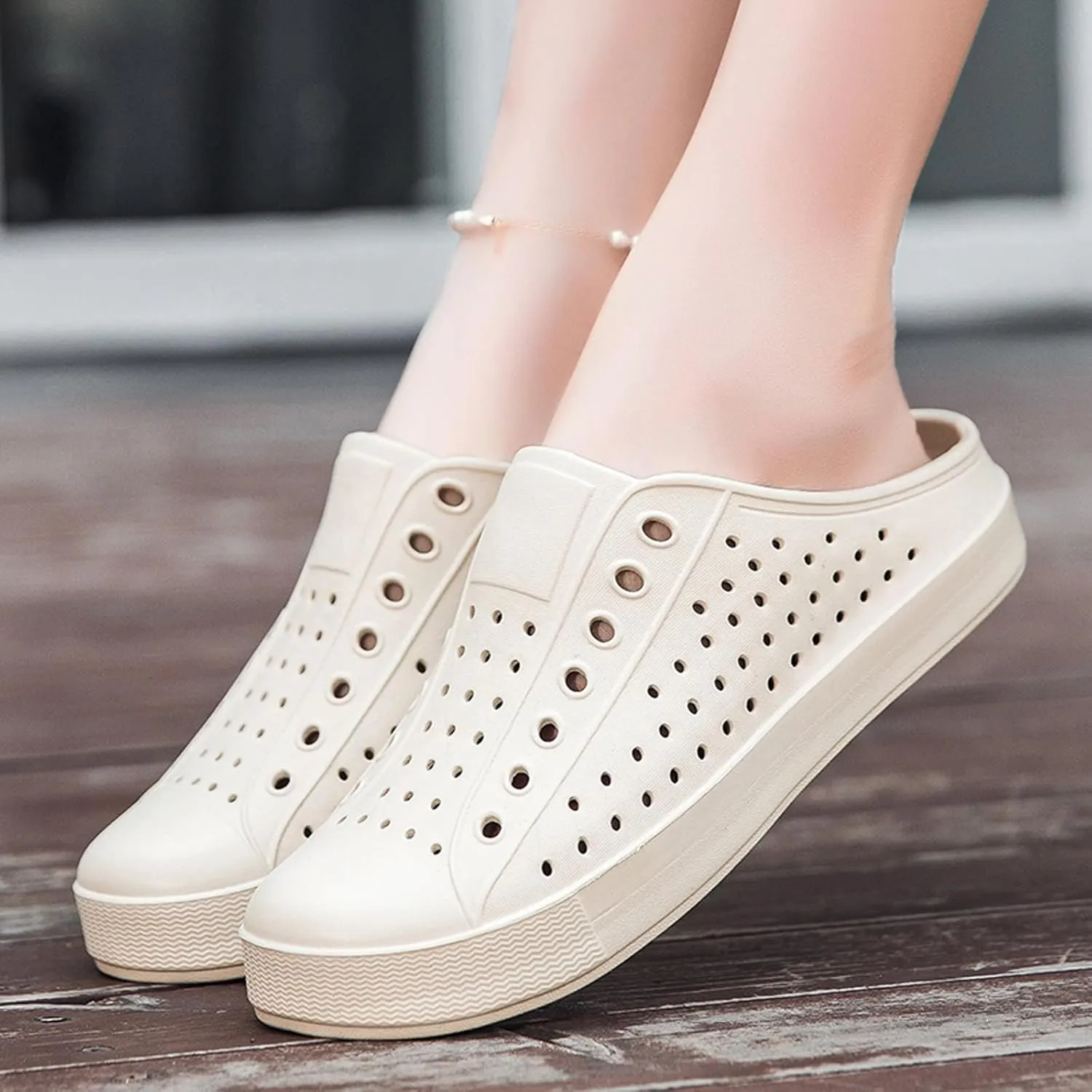 ihinzry Garden Clogs Mens Womens Backless Slip On Shoes Open Back Outdoor Slippers