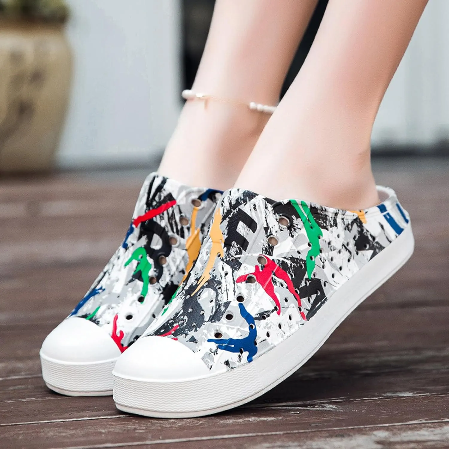 ihinzry Garden Clogs Mens Womens Backless Slip On Shoes Open Back Outdoor Slippers