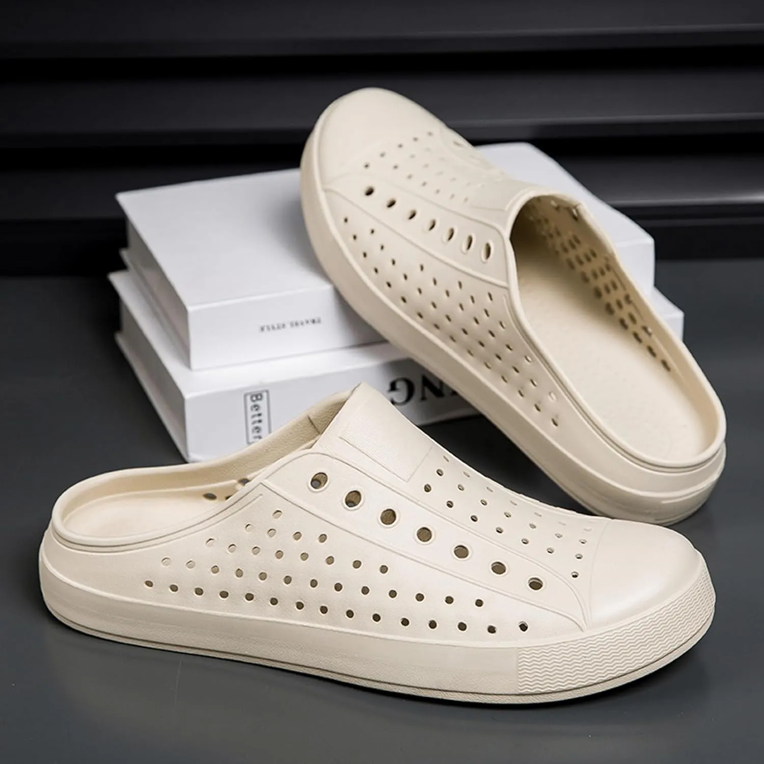 ihinzry Garden Clogs Mens Womens Backless Slip On Shoes Open Back Outdoor Slippers