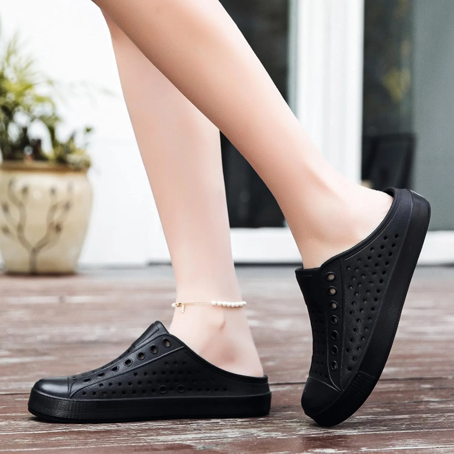 ihinzry Garden Clogs Mens Womens Backless Slip On Shoes Open Back Outdoor Slippers