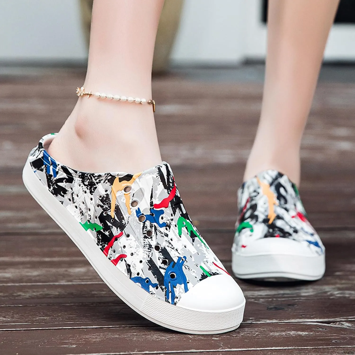 ihinzry Garden Clogs Mens Womens Backless Slip On Shoes Open Back Outdoor Slippers