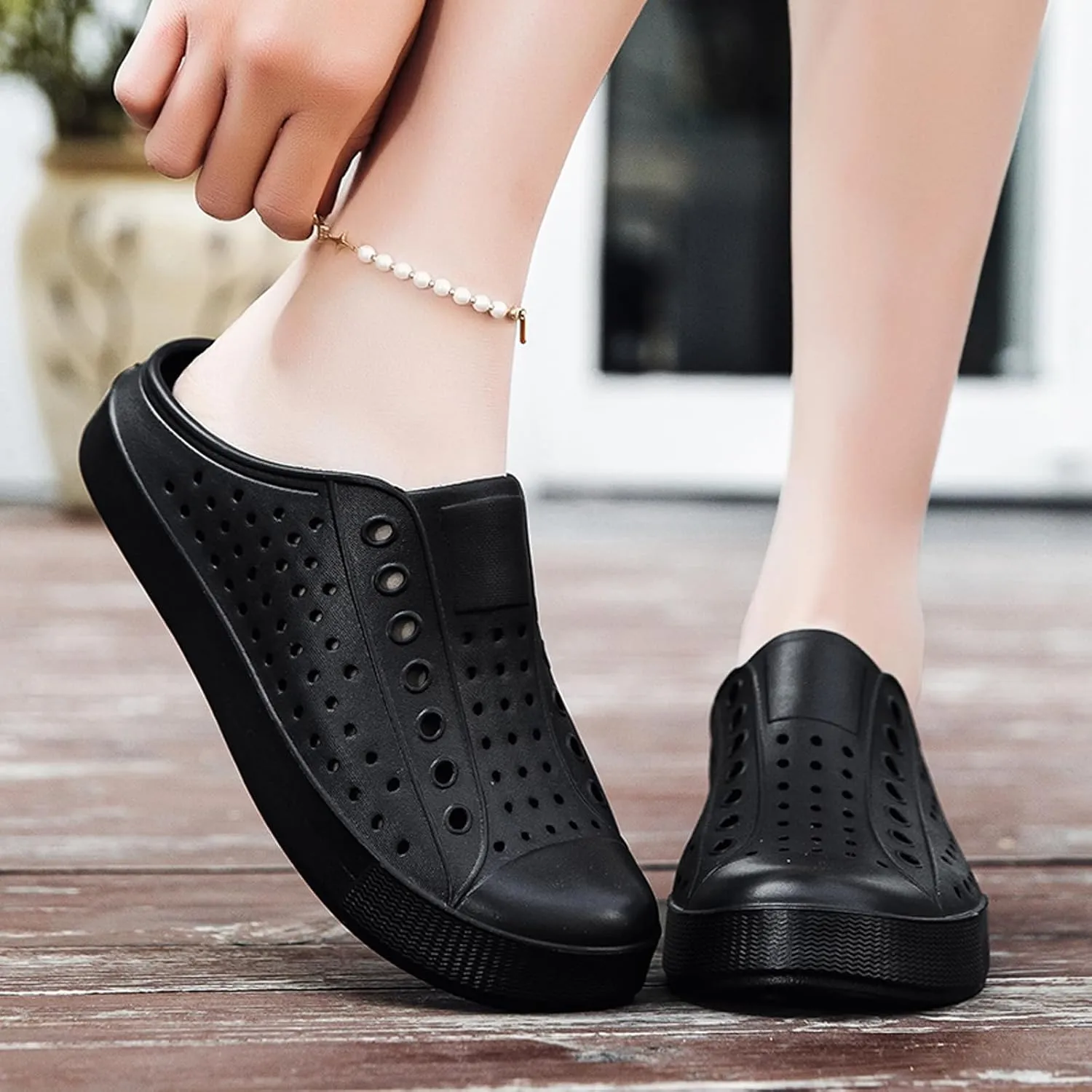 ihinzry Garden Clogs Mens Womens Backless Slip On Shoes Open Back Outdoor Slippers