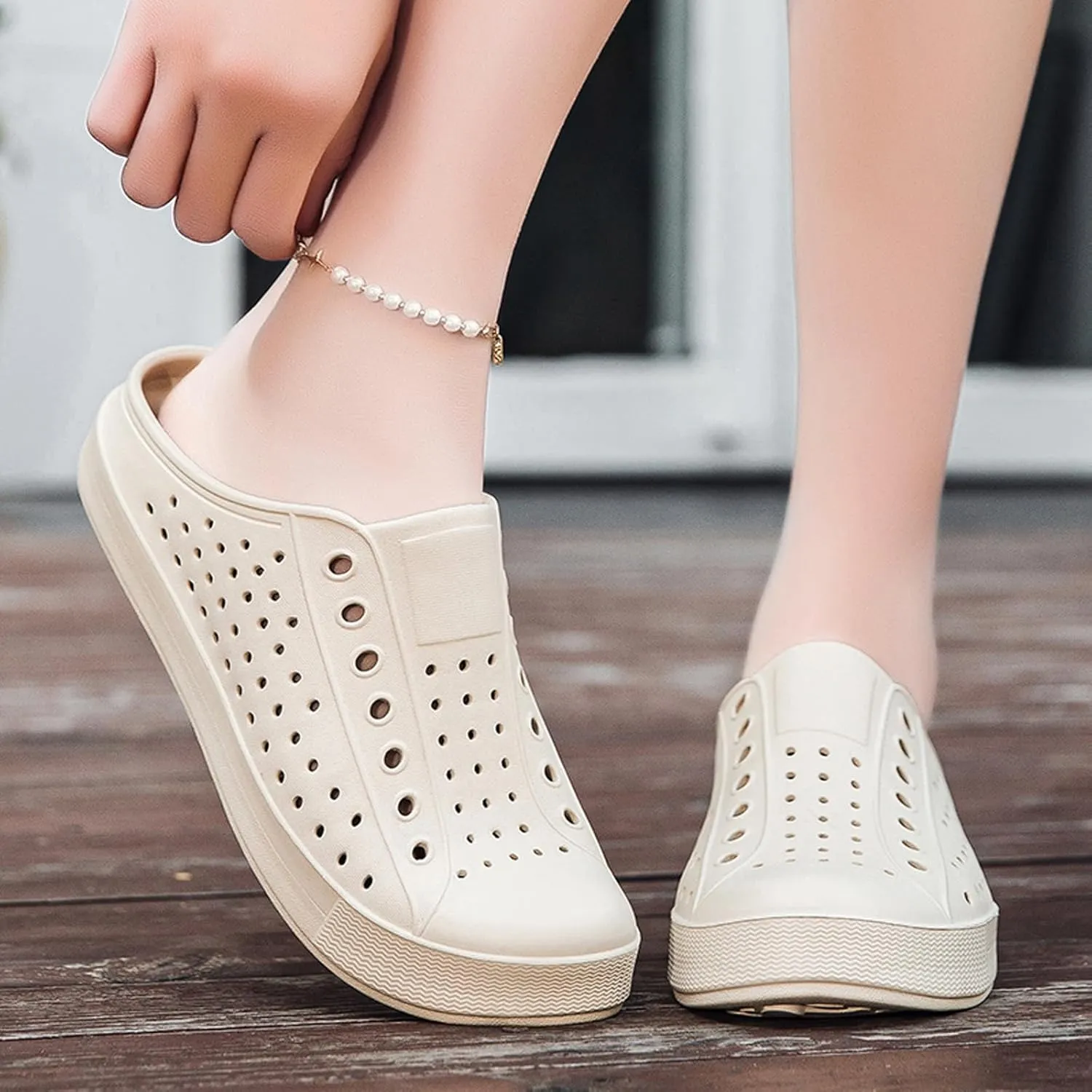 ihinzry Garden Clogs Mens Womens Backless Slip On Shoes Open Back Outdoor Slippers