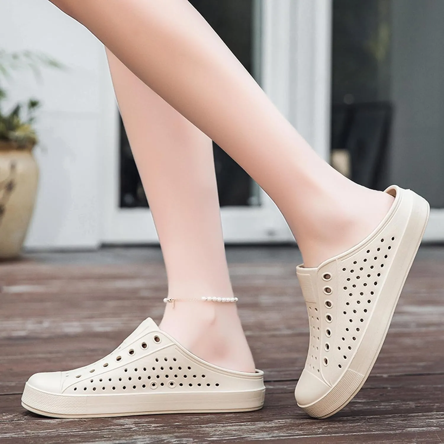ihinzry Garden Clogs Mens Womens Backless Slip On Shoes Open Back Outdoor Slippers