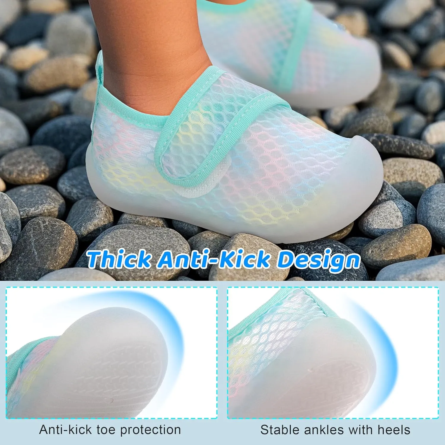 ihuan Baby Toddler Water Shoes Sandals Infant Boys Girls Kids Swim Beach Pool Wide Toe Barefoot Quick Dry Non-Slip Breathable for Summer Surf River