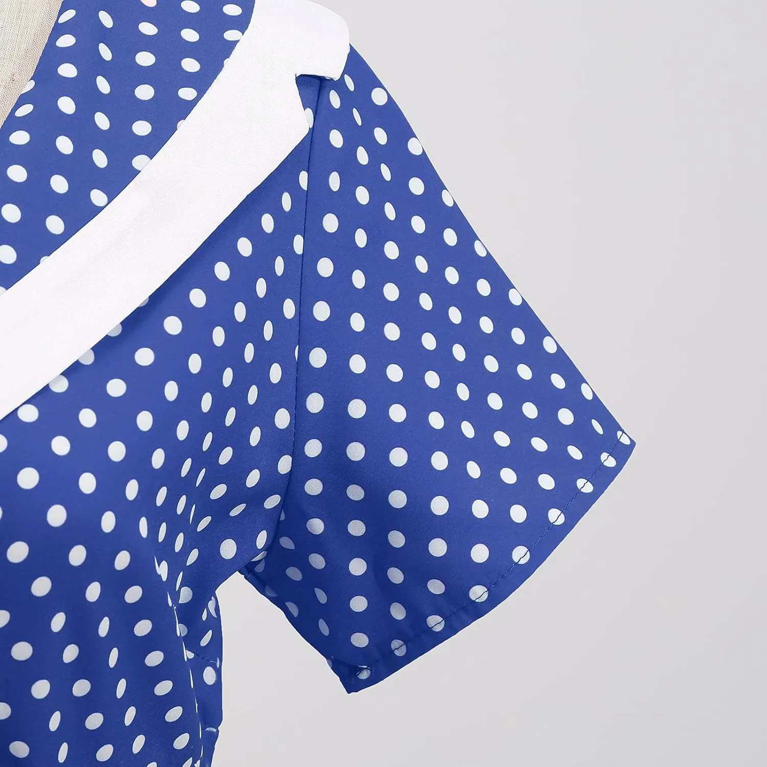 IKADEX Women 50s 60s Retro Rockabilly Swing Sailor Dress Polka Dot Lapel V-Neck Cocktail Party Tea Dresses