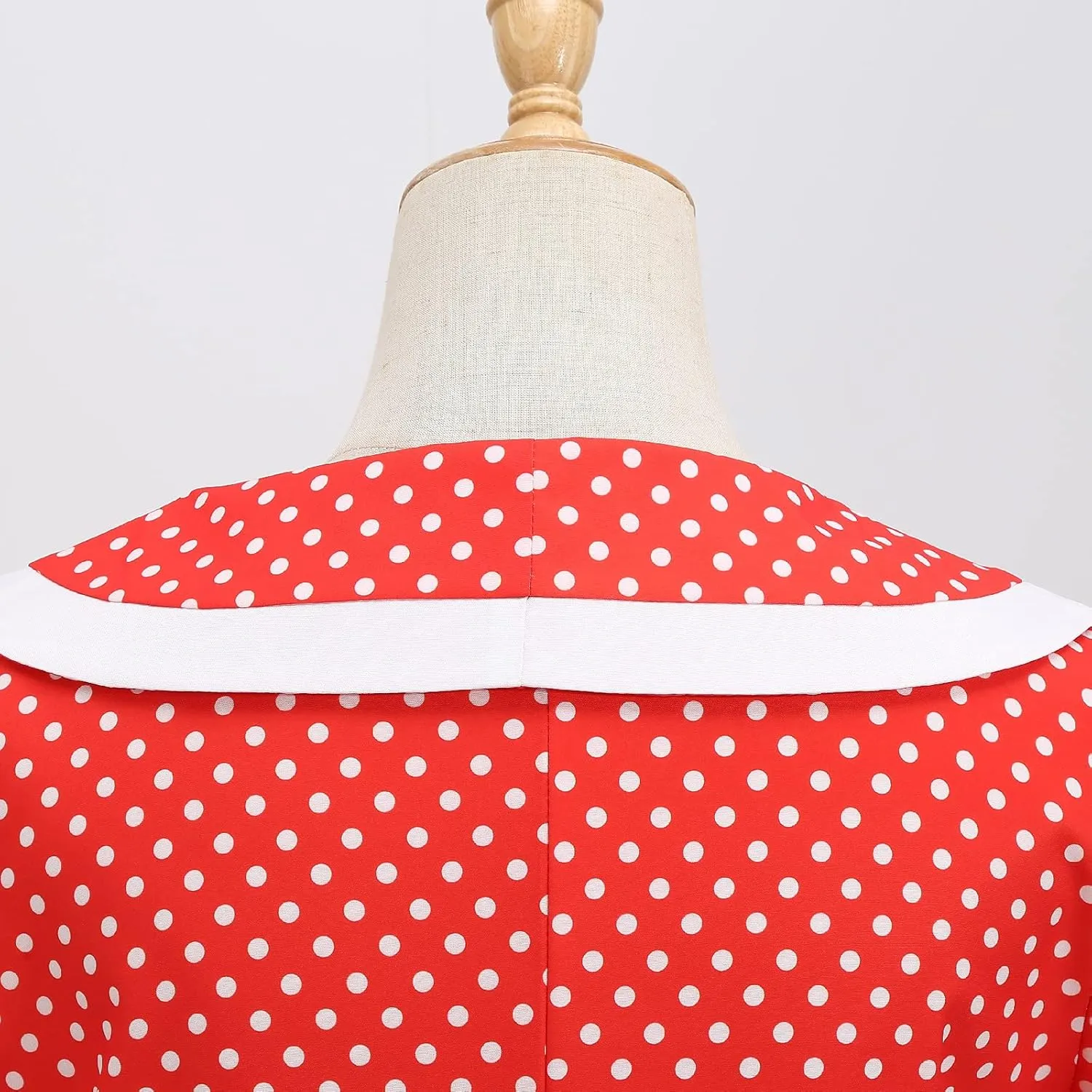 IKADEX Women 50s 60s Retro Rockabilly Swing Sailor Dress Polka Dot Lapel V-Neck Cocktail Party Tea Dresses