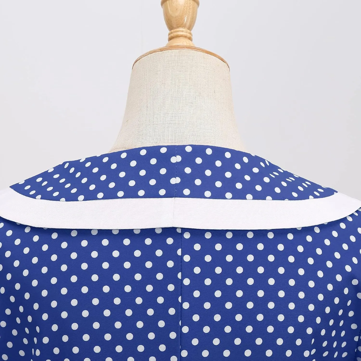 IKADEX Women 50s 60s Retro Rockabilly Swing Sailor Dress Polka Dot Lapel V-Neck Cocktail Party Tea Dresses