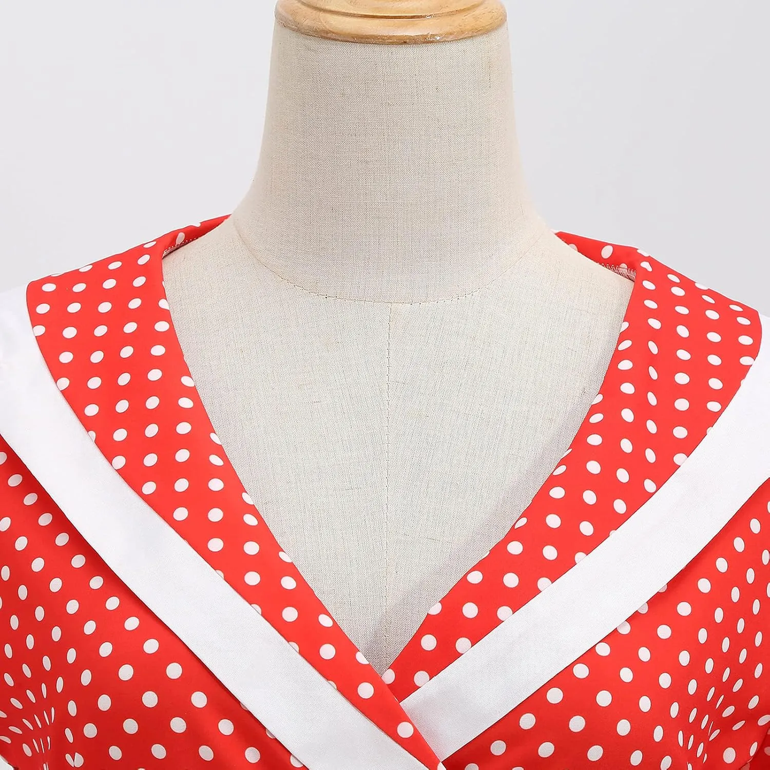 IKADEX Women 50s 60s Retro Rockabilly Swing Sailor Dress Polka Dot Lapel V-Neck Cocktail Party Tea Dresses