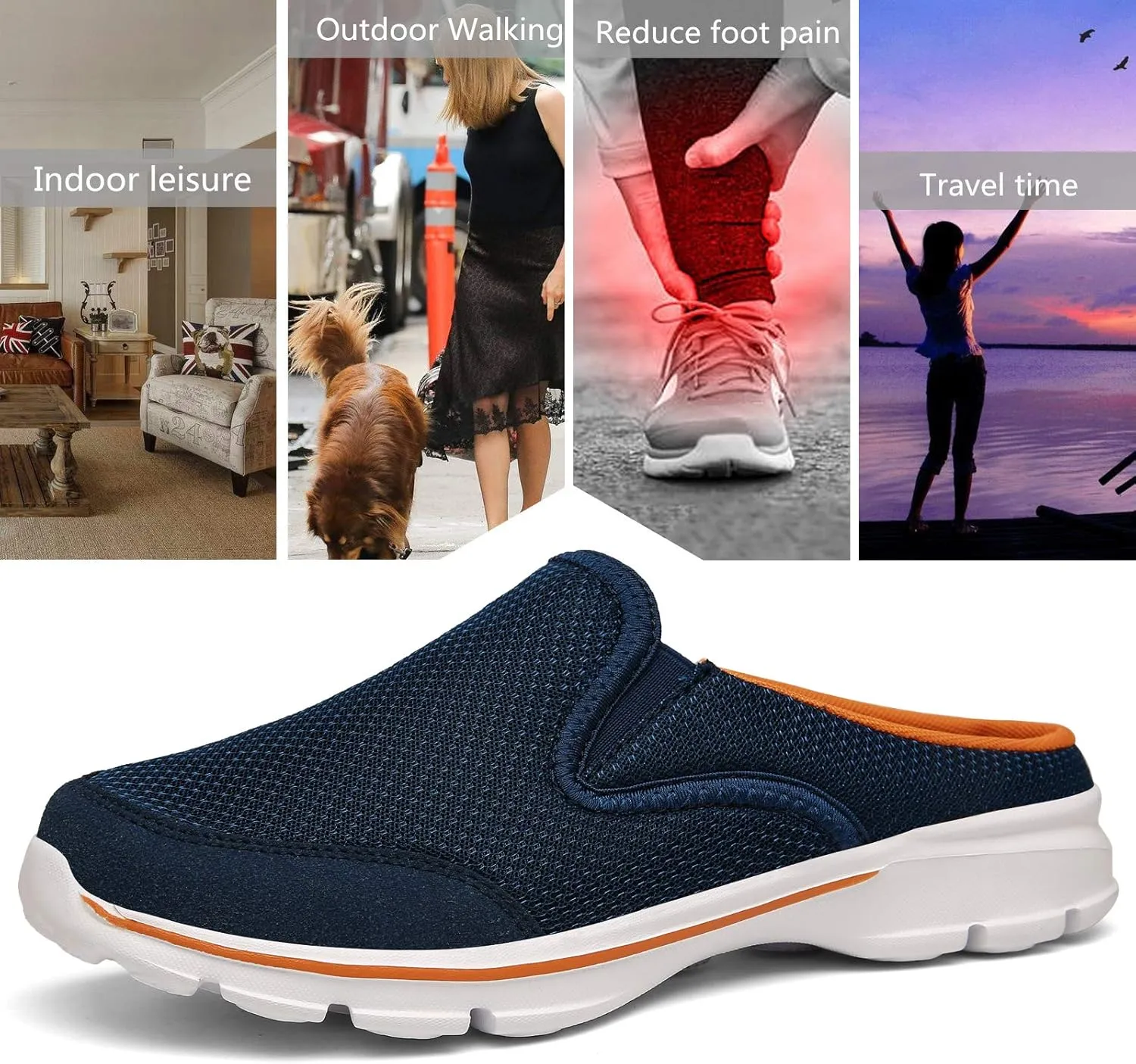 INMINPIN Unisex Slippers Casual Clog House Shoes Comfort Slip-On Walking Mules with Indoor Outdoor Anti-Skid Sole for Men and Women